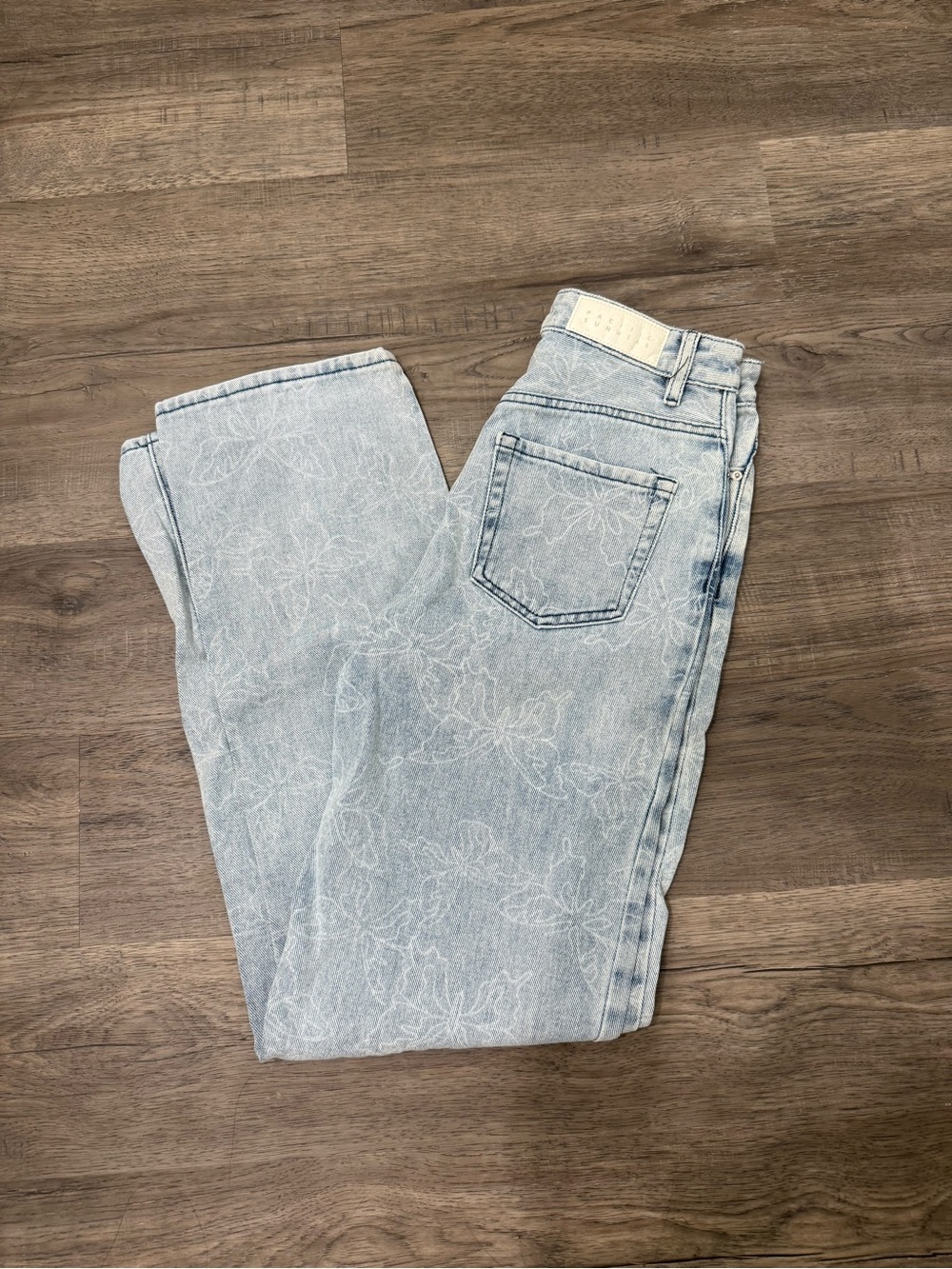 Light Wash Floral-Print Jeans